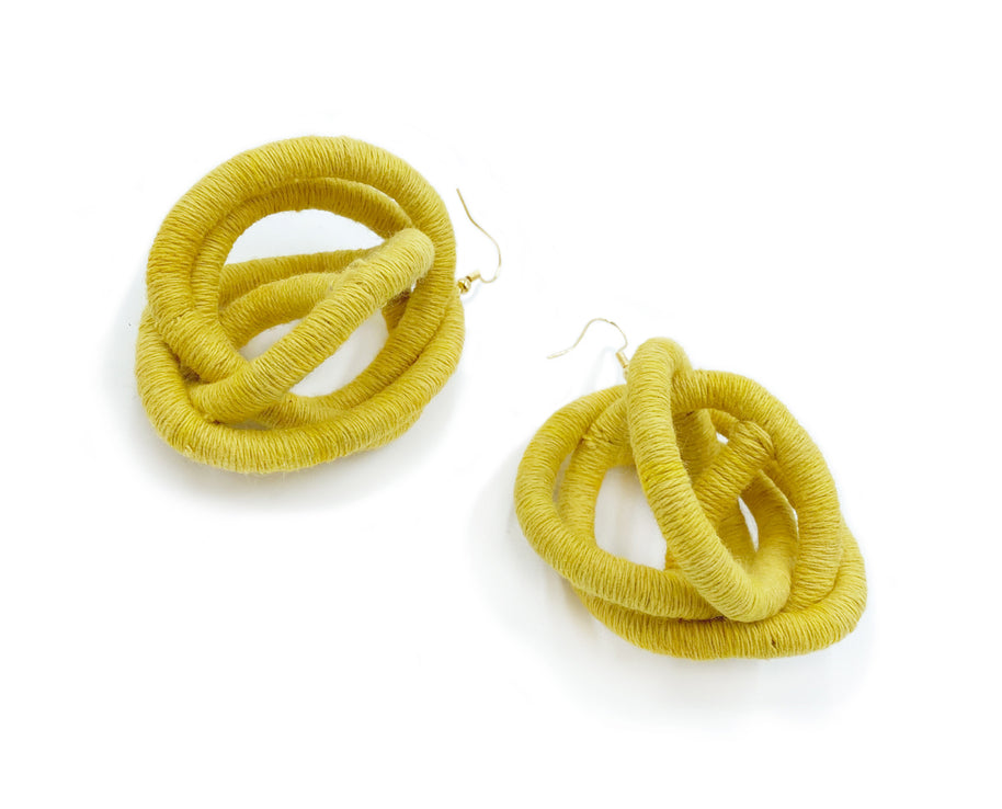 FROM FEAR COMES BEAUTY Earrings, Handmade Cotton Earrings with Natural Dyes – Wrapped Thread Lightweight Artisan Jewelry