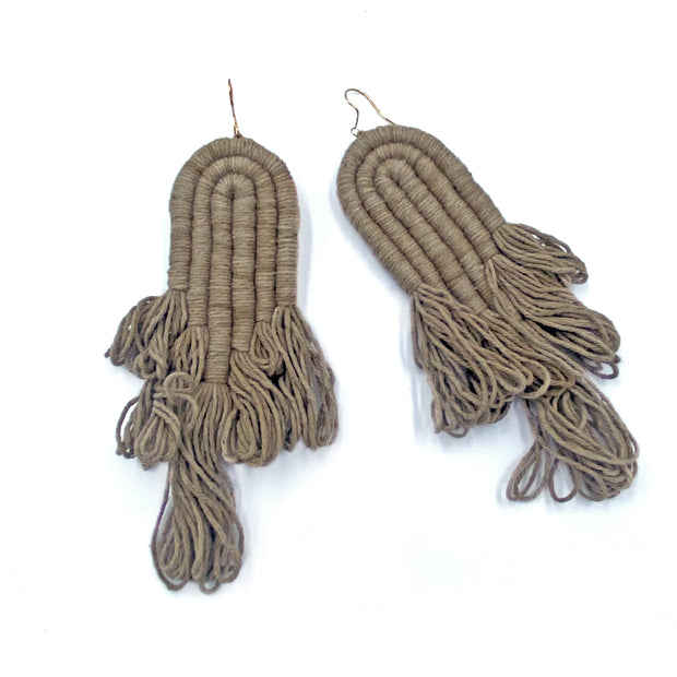 ENCANTO FRINGE Earrings, Handmade Plant‑Dyed Cotton Statement Jewelry,  Boho Fringe Earrings