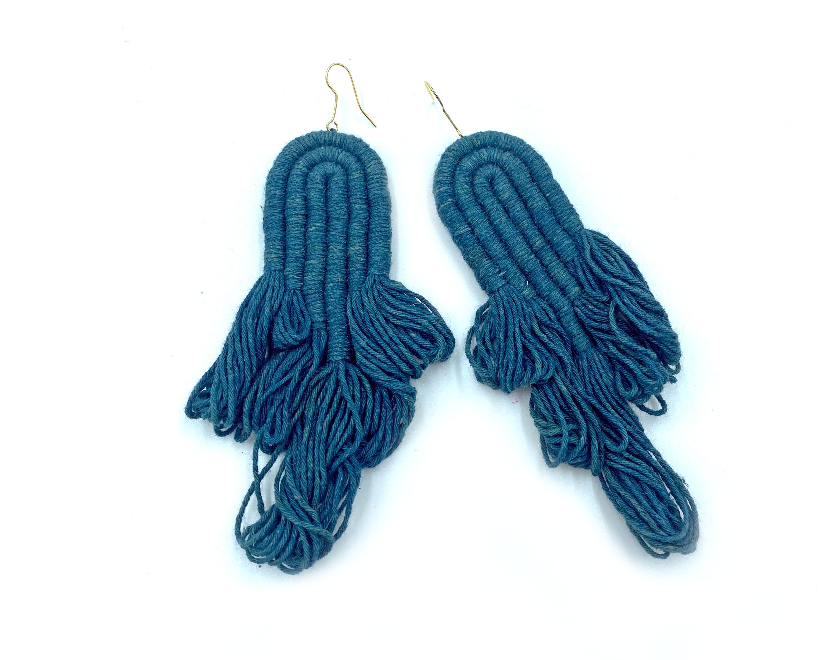 ENCANTO FRINGE Earrings, Handmade Plant-Dyed Cotton Statement Jewelry, Boho Fringe Earrings