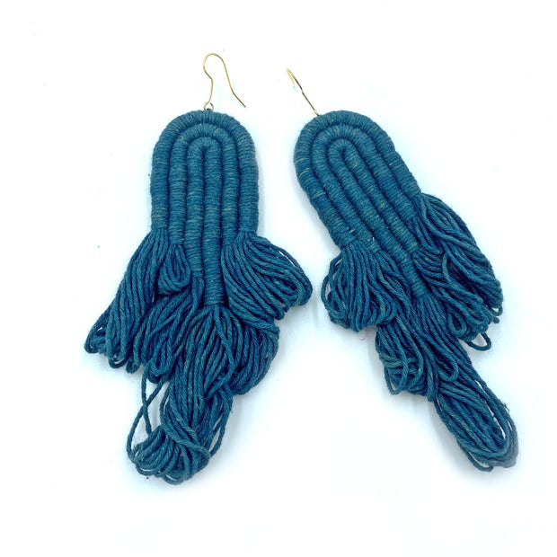 ENCANTO FRINGE Earrings, Handmade Plant‑Dyed Cotton Statement Jewelry,  Boho Fringe Earrings