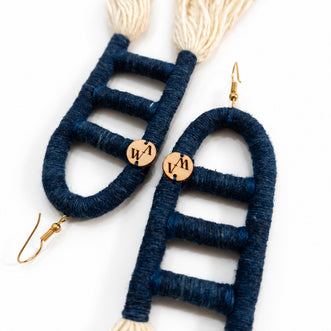 Aretes e 3 líneas, aretes de flecos, aretes teñidos naturalmente.