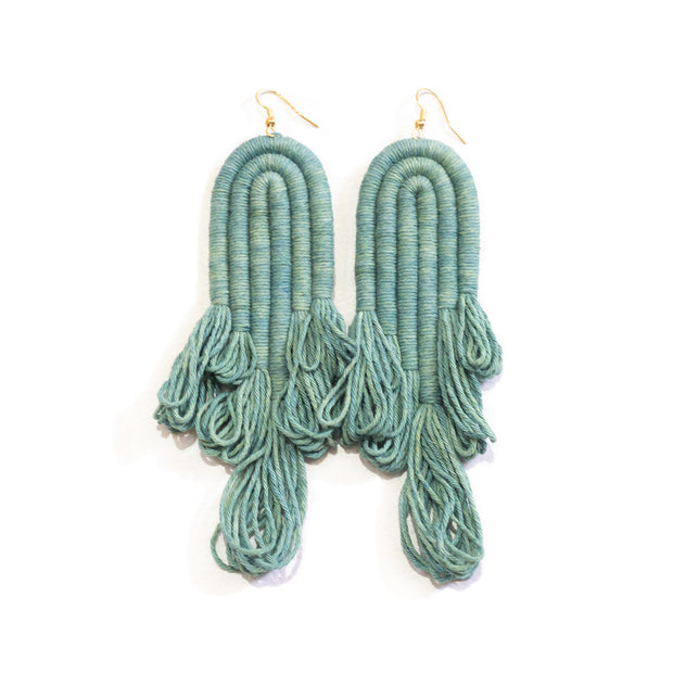 ENCANTO FRINGE Earrings, Handmade Plant‑Dyed Cotton Statement Jewelry,  Boho Fringe Earrings