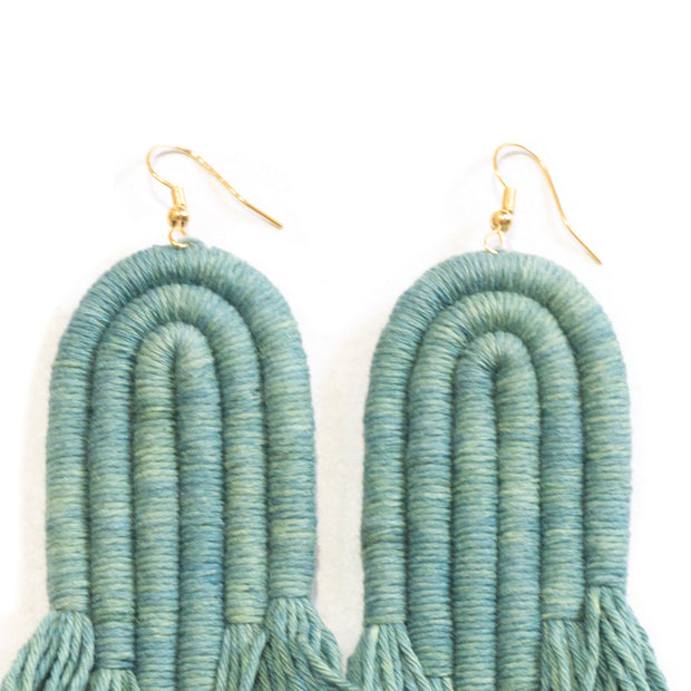 ENCANTO FRINGE Earrings, Handmade Plant‑Dyed Cotton Statement Jewelry,  Boho Fringe Earrings