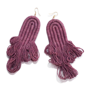 ENCANTO FRINGE Earrings, Handmade Plant-Dyed Cotton Statement Jewelry, Boho Fringe Earrings