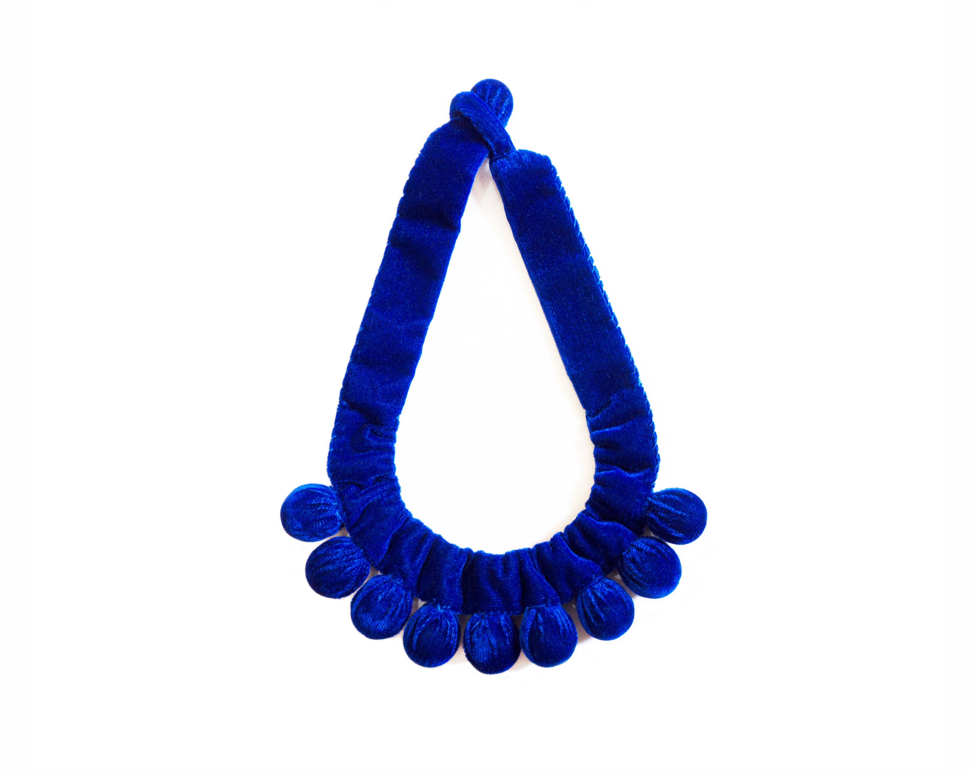 Silvina Necklace - Handmade Velvet Necklace with Wooden balls