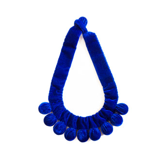 Silvina Necklace - Handmade Velvet Necklace with Wooden balls