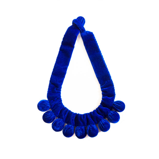 Silvina Necklace - Handmade Velvet Necklace with Wooden balls