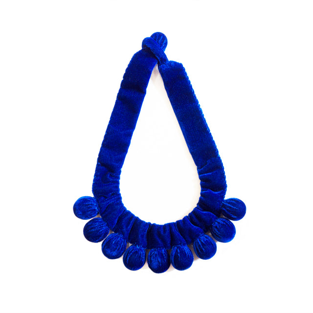 Silvina Necklace - Handmade Velvet Necklace with Wooden balls