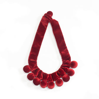 Silvina Necklace - Handmade Velvet Necklace with Wooden balls