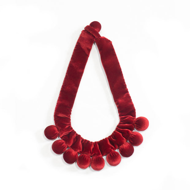 Silvina Necklace - Handmade Velvet Necklace with Wooden balls