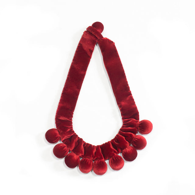 Silvina Necklace - Handmade Velvet Necklace with Wooden balls