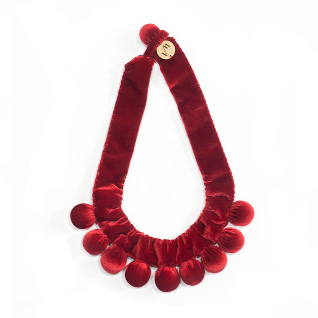 Silvina Necklace - Handmade Velvet Necklace with Wooden balls