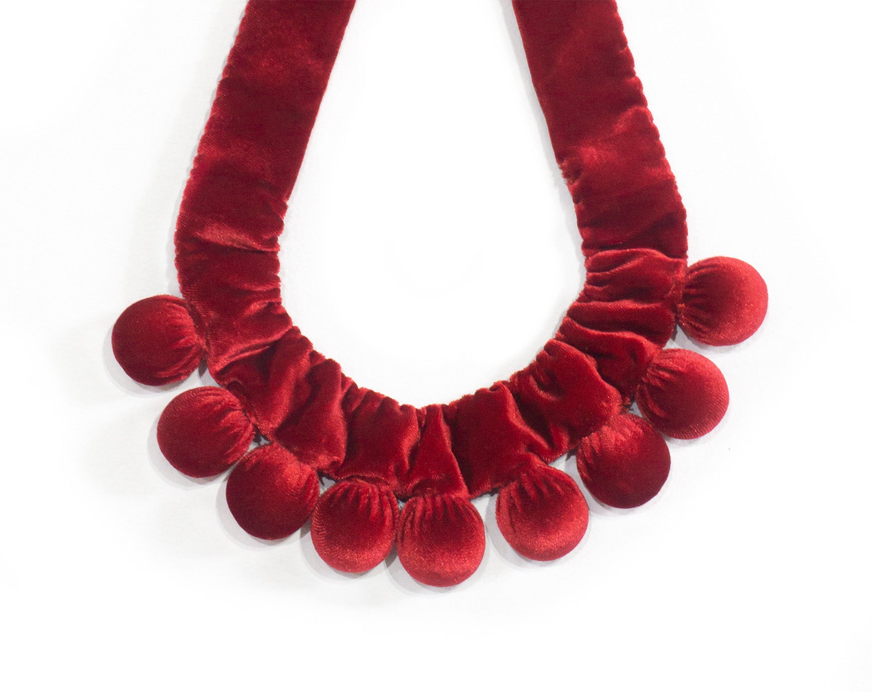 Silvina Necklace - Handmade Velvet Necklace with Wooden balls