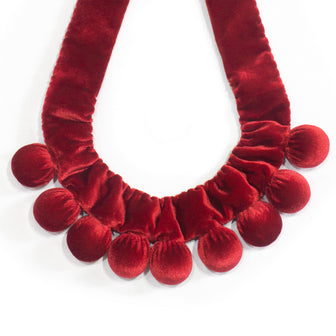 Silvina Necklace - Handmade Velvet Necklace with Wooden balls