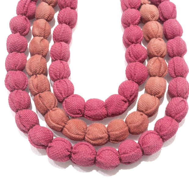 TRIPLE SILVINA Necklace, Handmade Cotton Necklace Naturally Dyed – Wrapped Thread Artisan Jewelry