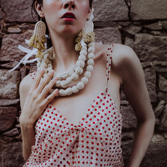 TRIPLE SILVINA Necklace, Handmade Cotton Necklace Naturally Dyed – Wrapped Thread Artisan Jewelry