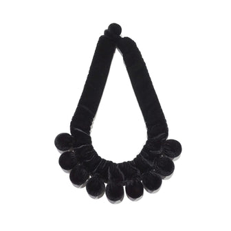 Silvina Necklace - Handmade Velvet Necklace with Wooden balls