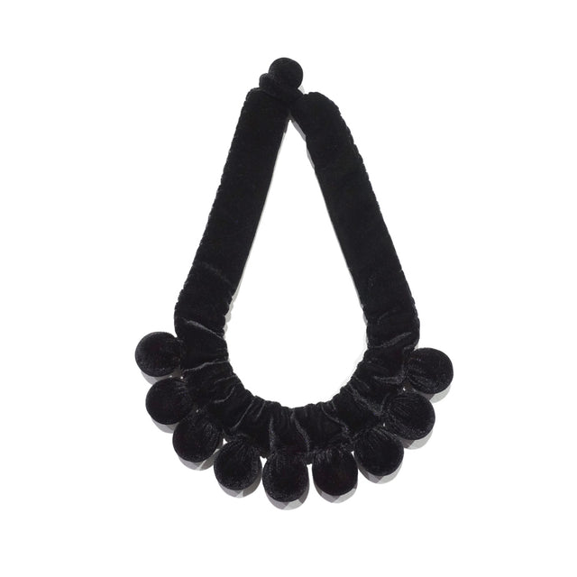 Silvina Necklace - Handmade Velvet Necklace with Wooden balls