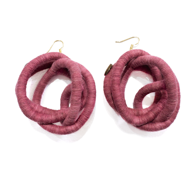 FROM FEAR COMES BEAUTY Earrings, Handmade Cotton Earrings with Natural Dyes – Wrapped Thread Lightweight Artisan Jewelry